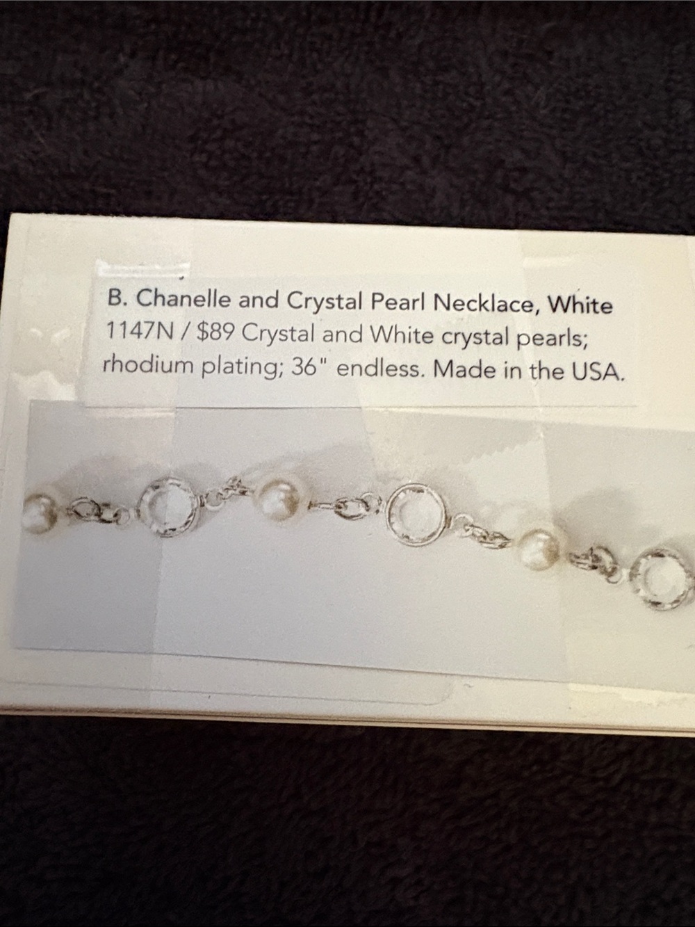 Swarovski Silver Chain Necklace with White Pearls and Clear Crystals - Picture 2 of 2